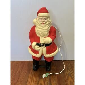 Vintage Santa Claus Blow Mold Lighted Lamp Christmas 17" Hard Plastic 50s-60s